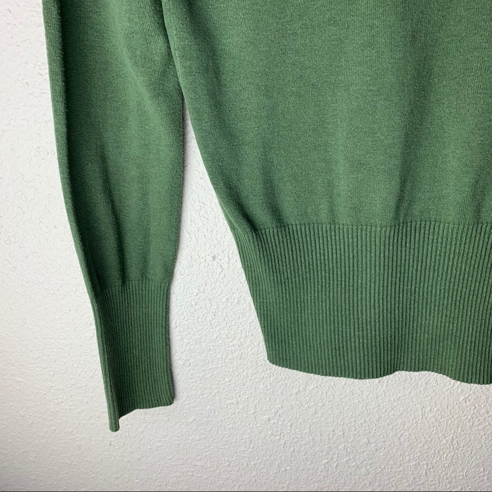SO v-neck army green Sweater knit fitted Ribbed waist crop length Sz Xs-M Y2K - Picture 8 of 11